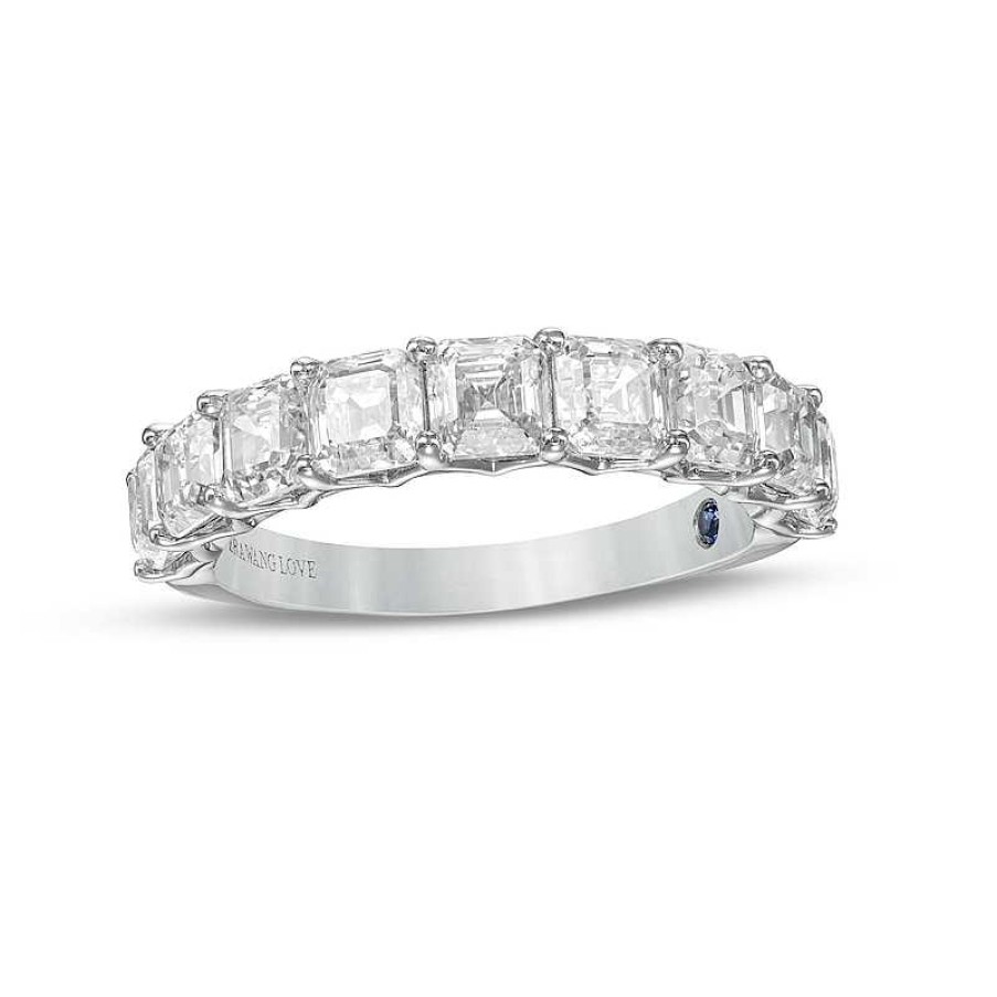 Rings Zales | Vera Wang Love Collection 2-3/8 Ct. T.W. Certified Asscher-Cut Diamond Anniversary Band In 14K White Gold (I/Si2)