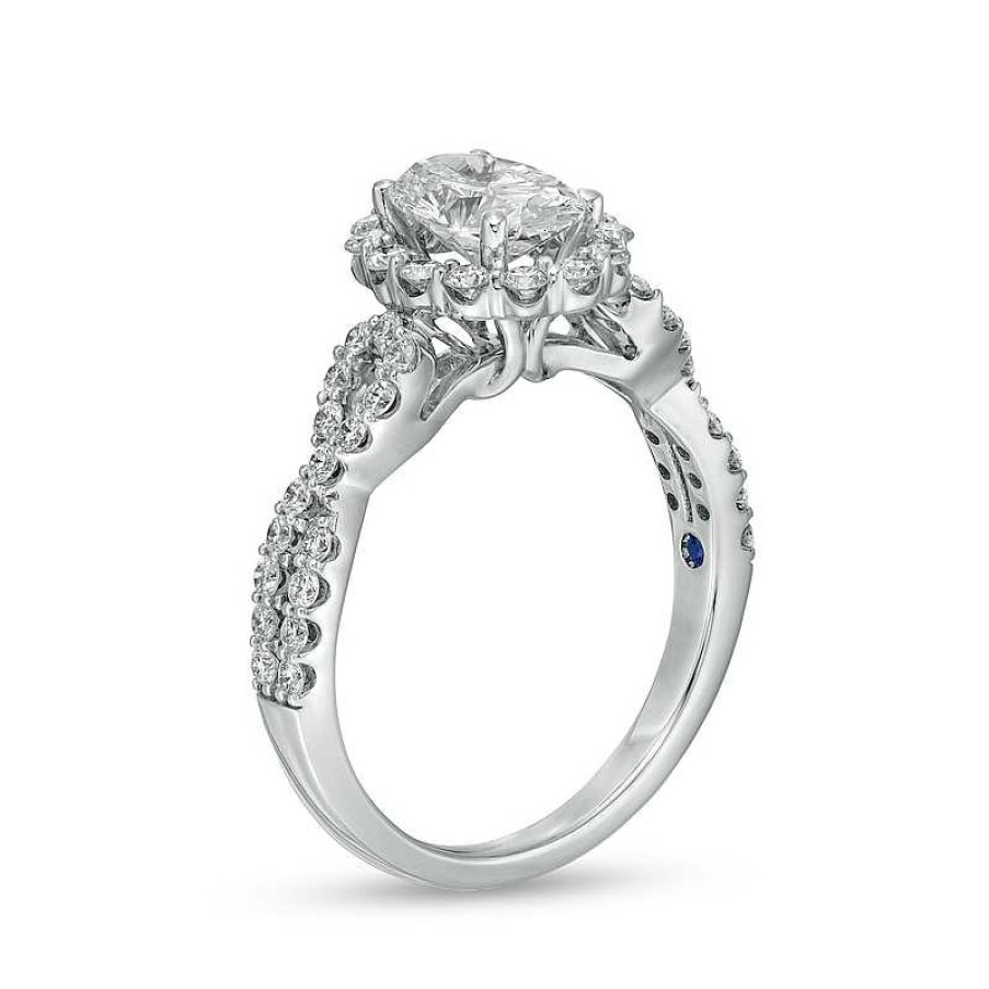 Rings Zales | True Lab-Created Diamonds By Vera Wang Love 1-5/8 Ct. T.W. Twist Shank Engagement Ring In 14K White Gold (F/Vs2)