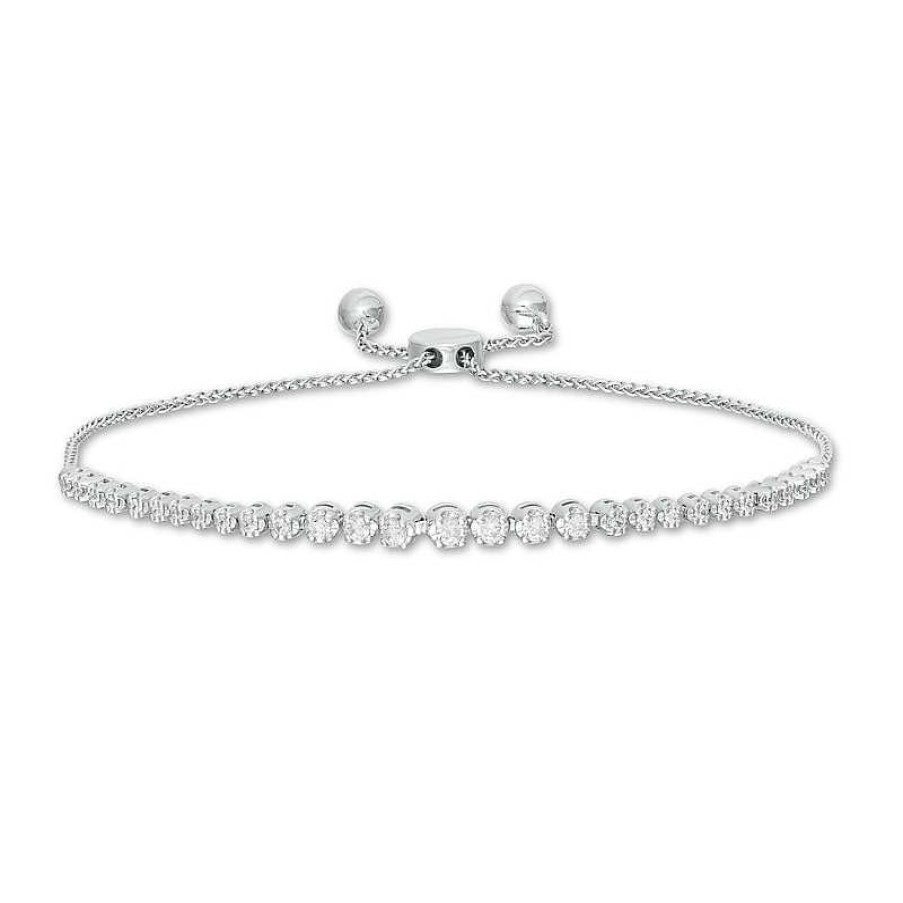 Bracelets Zales | Marilyn Monroe™ Collection 1/2 Ct. T.W. Journey Diamond Bolo Bracelet In 10K White Gold - 9.5"