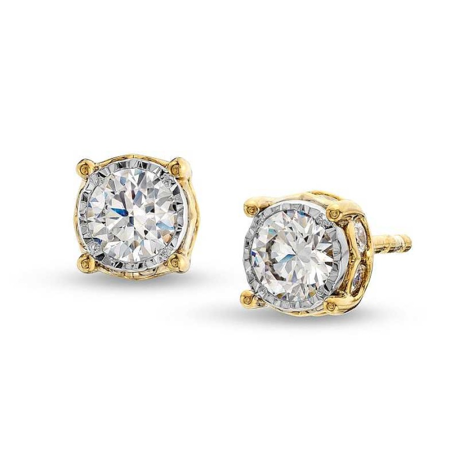 Earrings Zales | 1 Ct. T.W. Diamond Gallery Frame Stud Earrings In 14K Gold (J/I3)