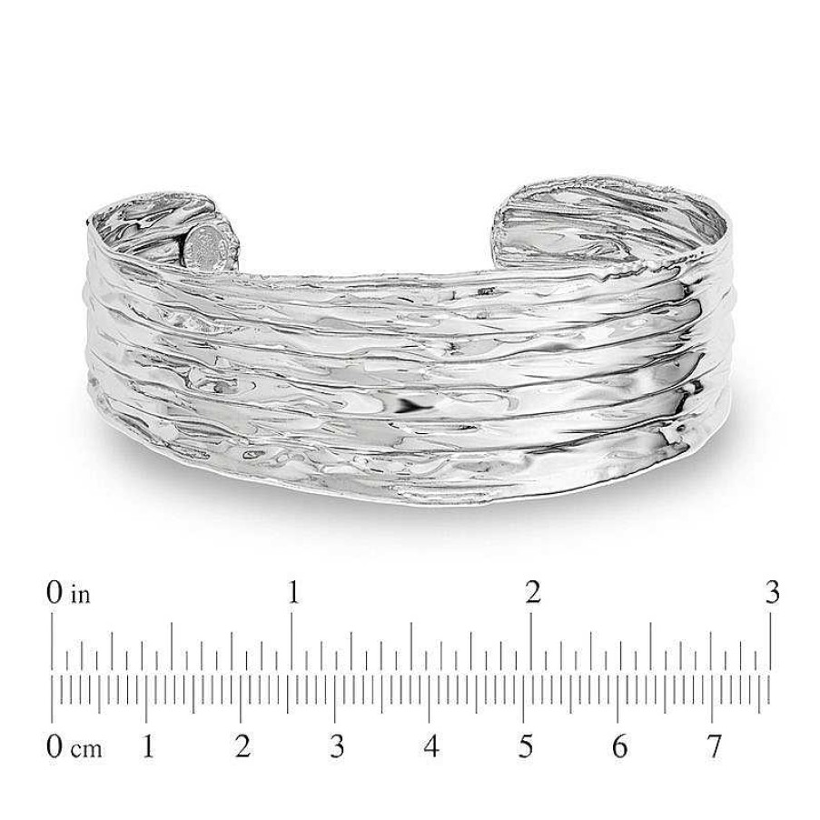 Bracelets Zales | 22.25Mm Ruffled Pattern Cuff In Sterling Silver