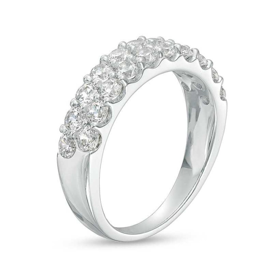 Rings Zales | 1-1/2 Ct. T.W. Certified Lab-Created Diamond Double Row Anniversary Band In 14K White Gold (F/Vs2)