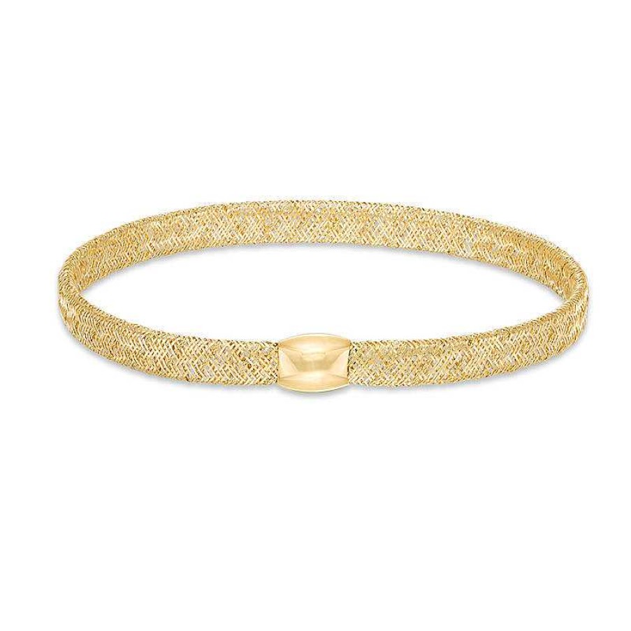 Bracelets Zales | 4.0Mm Mesh Slip-On Bangle In 14K Gold - 7.5"