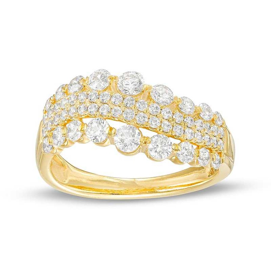 Rings Zales | 1 Ct. T.W. Diamond Four Row Wave Ring In 10K Gold