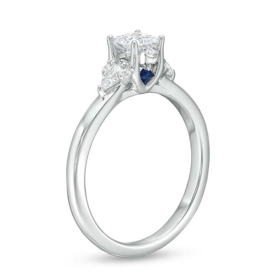 Rings Zales | Vera Wang Love Collection 3/4 Ct. T.W. Princess-Cut Diamond Ornate Frame Engagement Ring In 14K White Gold