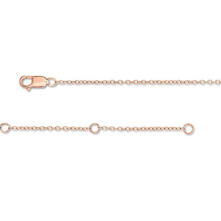 Bracelets Zales | 1/20 Ct. T.W. Diamond Heart Dangle Anklet In 10K Rose Gold - 10"