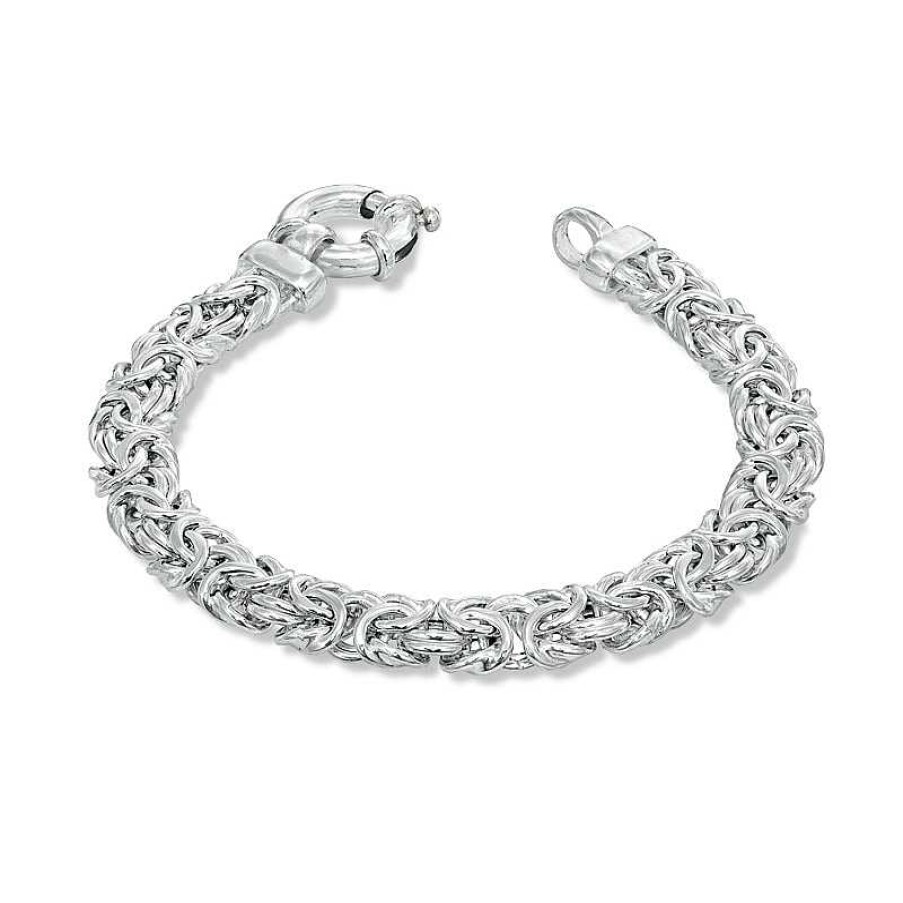 Bracelets Zales | Byzantine Chain Bracelet In Sterling Silver - 7.25"