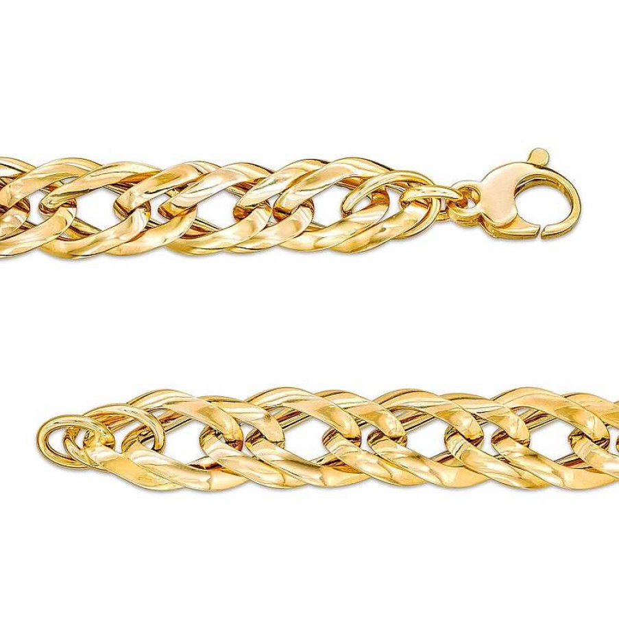 Bracelets Zales | Made In Italy 2.5Mm Hollow Double Flat Link Bracelet In 14K Gold - 7.5"