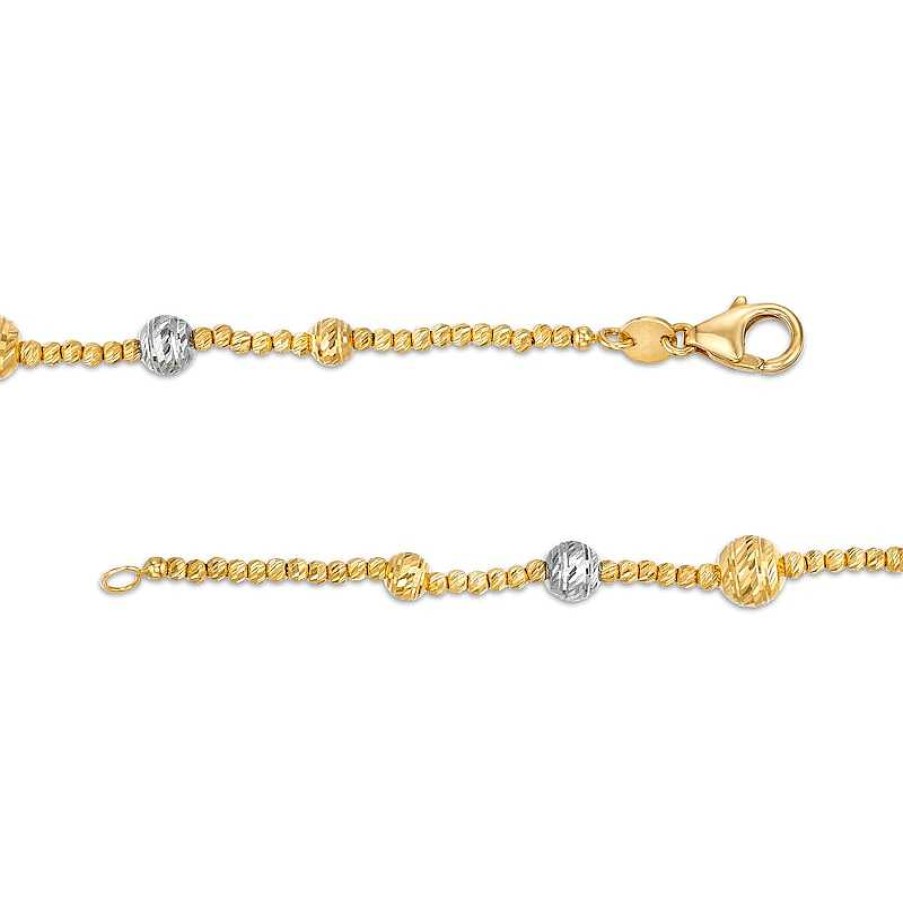 Bracelets Zales | Oro Diamante™ Graduating Hollow Brilliance Bead Bracelet In 14K Two-Tone Gold - 7.5"