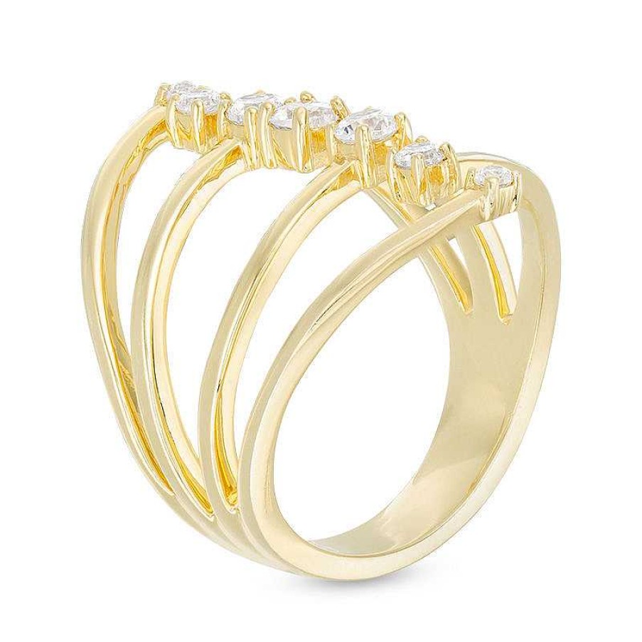 Rings Zales | 1/2 Ct. T.W. Diamond Split Shank Linear Ring In 10K Gold