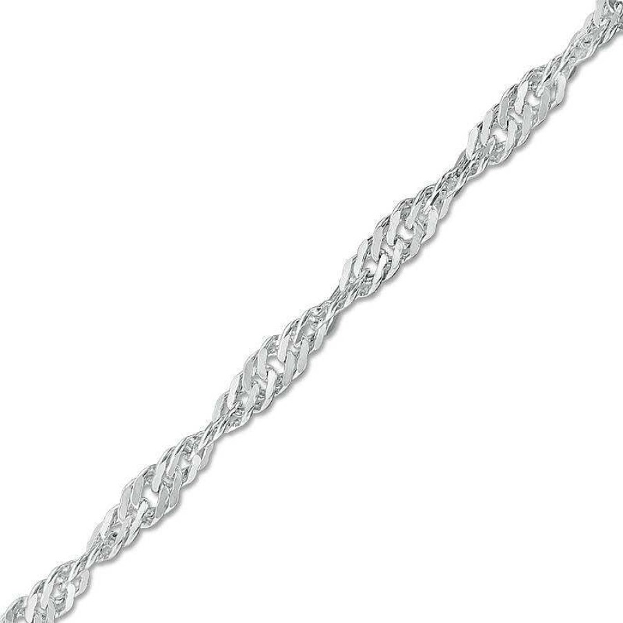 Bracelets Zales | 2.75Mm Singapore Chain Bracelet In Sterling Silver - 7.25"