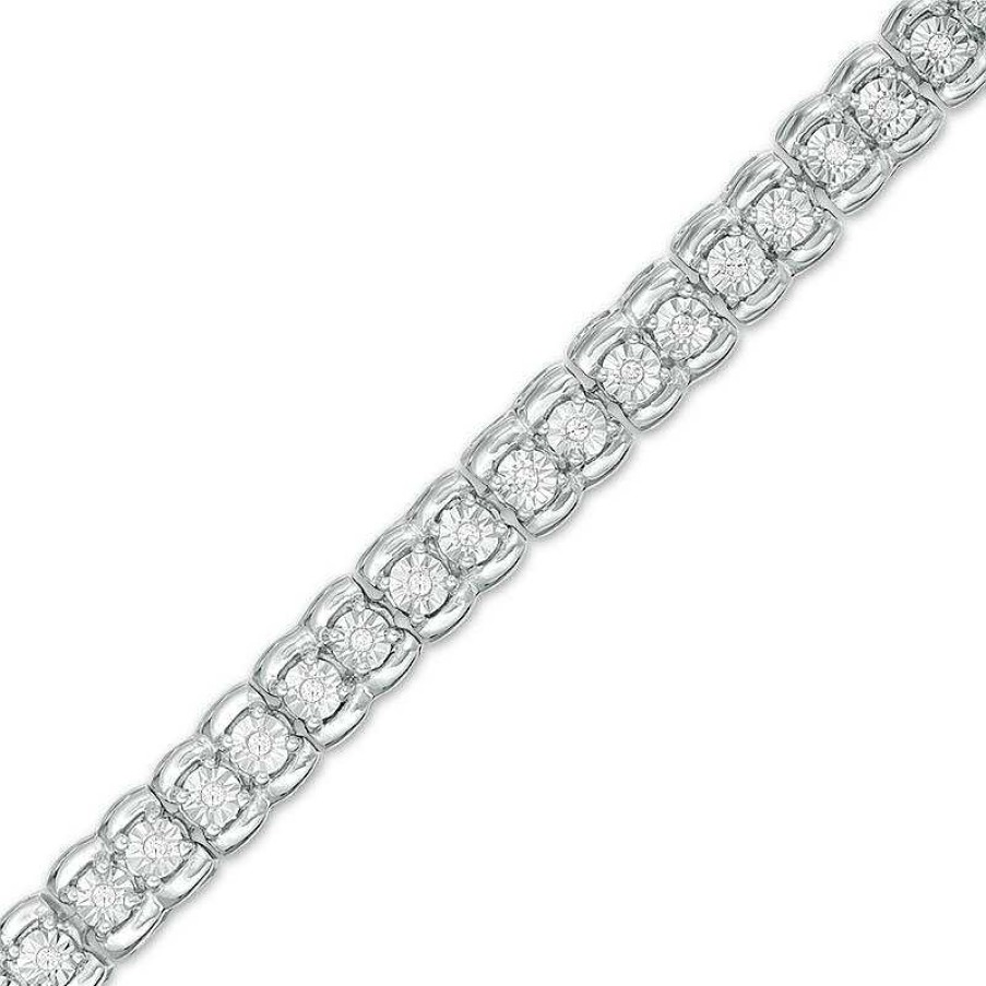 Bracelets Zales | 1/4 Ct. T.W. Diamond Tennis Bracelet In Sterling Silver - 7.25"