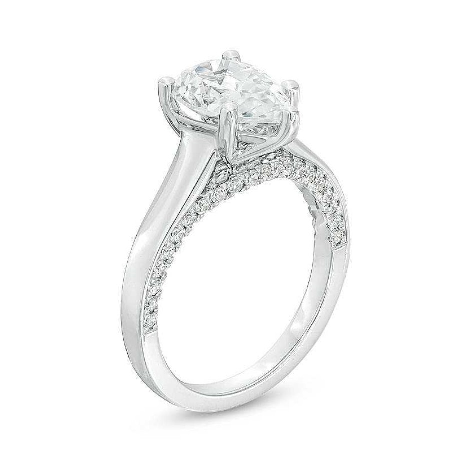 Rings Zales | Vera Wang Love Collection 2-1/3 Ct. T.W. Certified Pear-Shaped Diamond Engagement Ring In 14K White Gold (I/Si2)