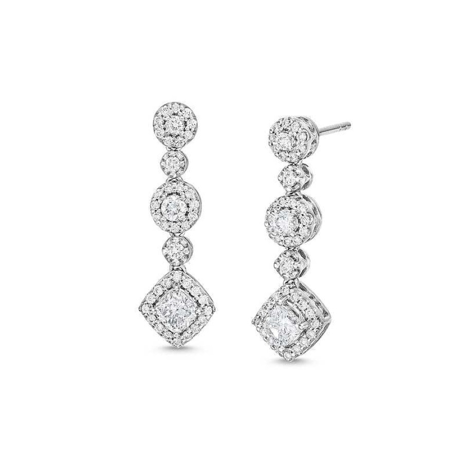 Earrings Zales | Zales X Rocksbox 1 Ct. T.W. Lab-Created Diamond Triple Drop Earrings In 10K White Gold