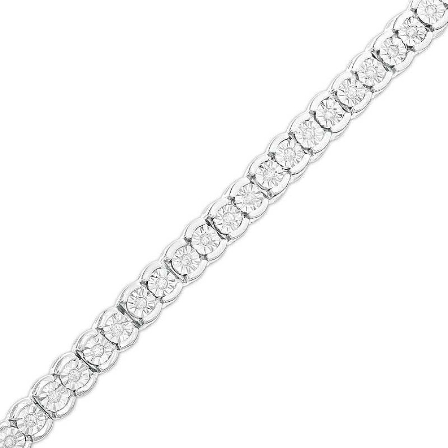 Bracelets Zales | 1/4 Ct. T.W. Diamond Illusion Tennis Bracelet In Sterling Silver - 7.25"