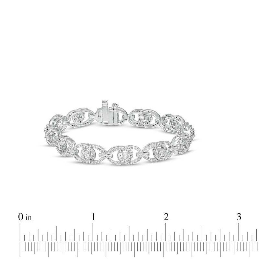 Bracelets Zales | You Me Us 3 Ct. T.W. Diamond Interlocking Oval Link Bracelet In 10K White Gold – 7.24"