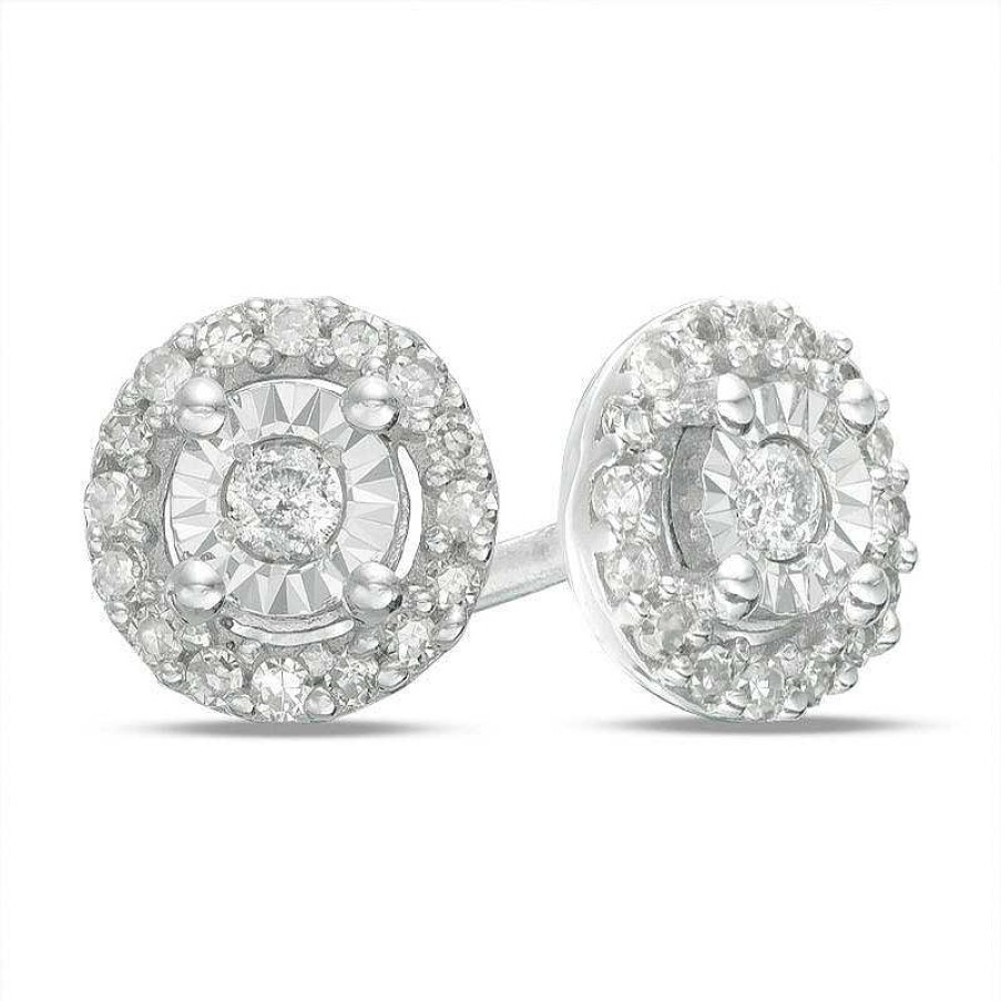 Earrings Zales | 1/10 Ct. T.W. Diamond Miracle Frame Stud Earrings In Sterling Silver