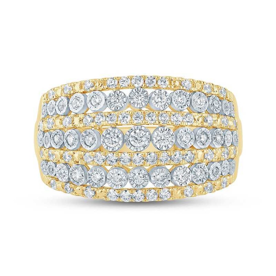 Rings Zales | 1/2 Ct. T.W. Diamond Edge Multi-Row Band In 10K Gold