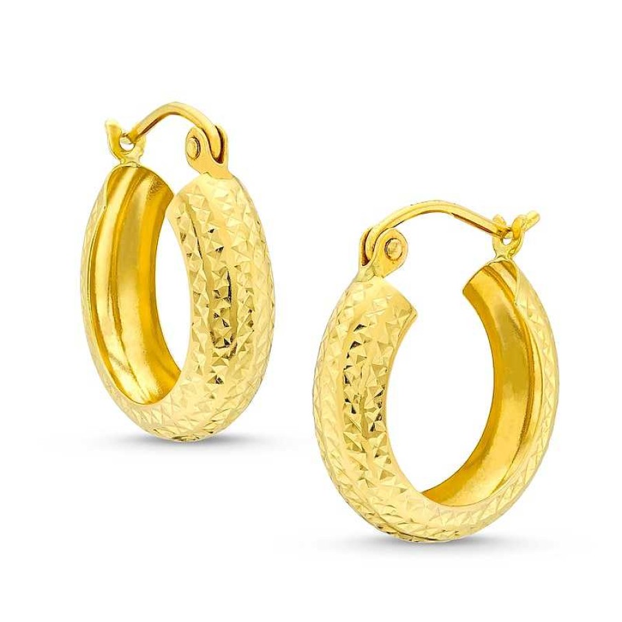 Earrings Zales | Diamond-Cut 16.0Mm Hoop Earrings In 14K Gold