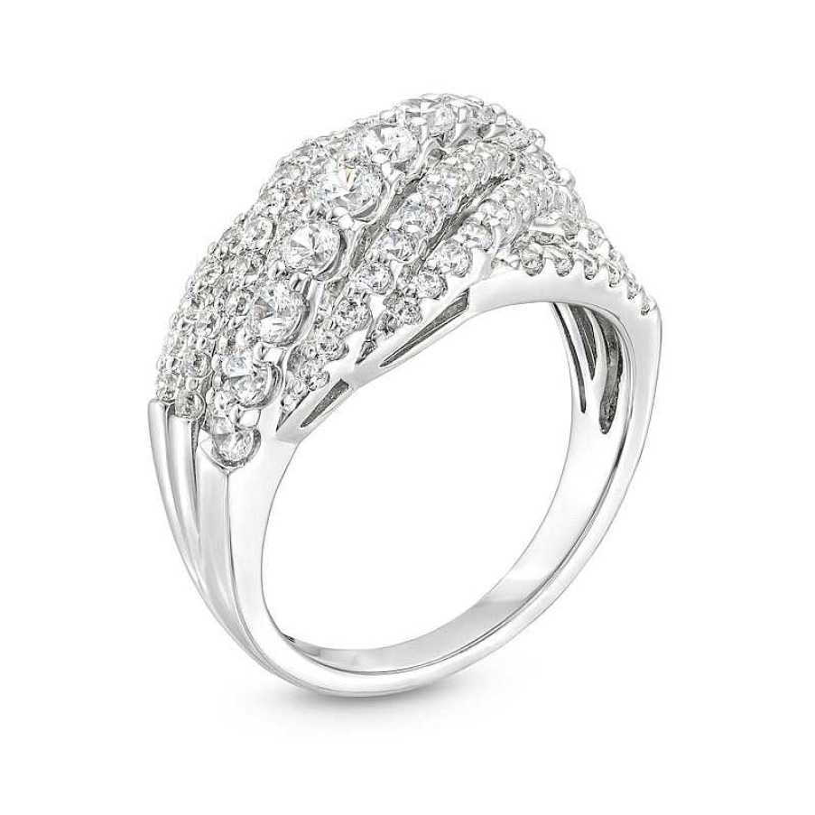 Rings Zales | 1-1/2 Ct. T.W. Certified Lab-Created Diamond Rolling Waves Ring In 14K White Gold (F/Si2)