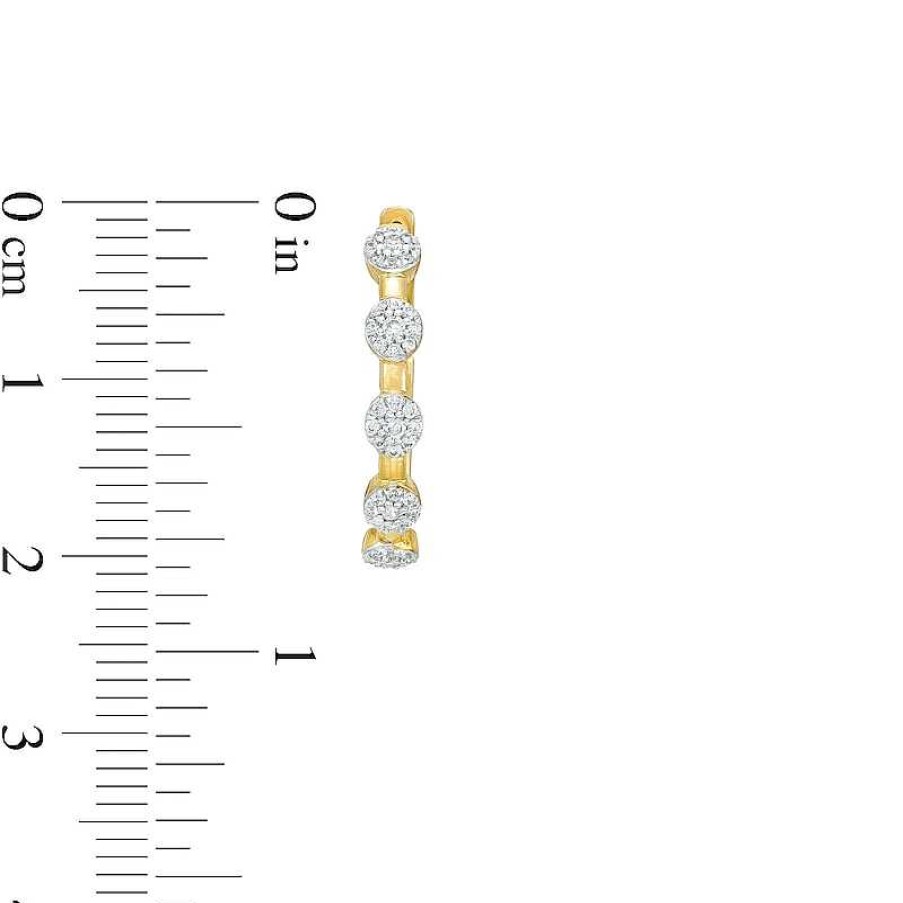 Earrings Zales | 3/8 Ct. T.W. Multi-Diamond Station Hoop Earrings In 10K Gold