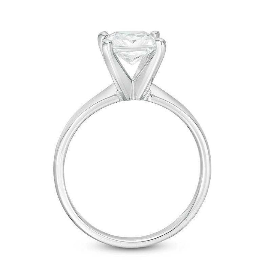 Rings Zales | 1-1/2 Ct. Certified Princess-Cut Diamond Solitaire Engagement Ring In 14K White Gold (I/I2)