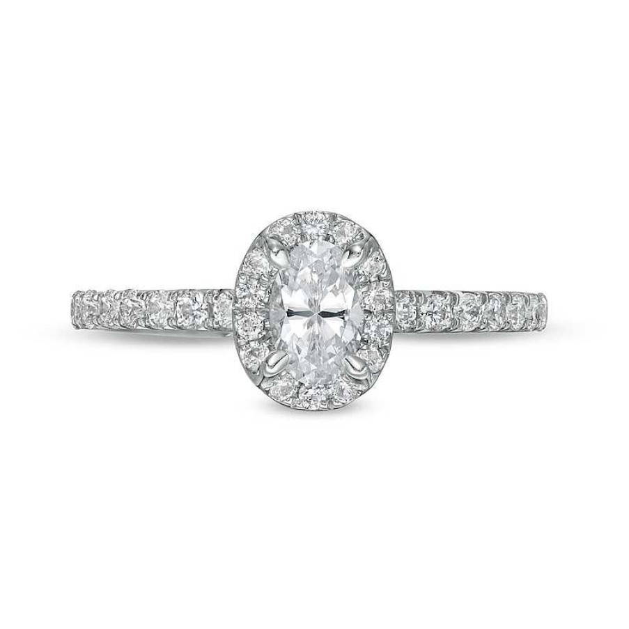 Rings Zales | 1 Ct. T.W. Oval Diamond Frame Engagement Ring In 14K White Gold (I/I2)