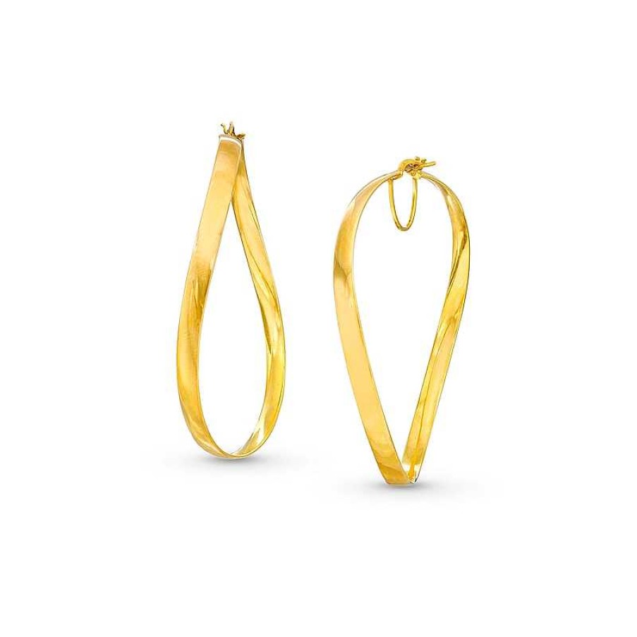 Earrings Zales | Made In Italy 60.0Mm Wavy Hoop Earrings In 14K Gold