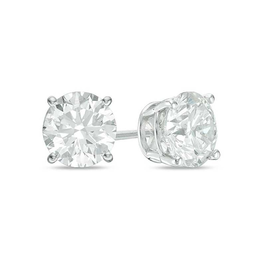 Earrings Zales | 2 Ct. T.W. Diamond Solitaire Stud Earrings In 14K White Gold