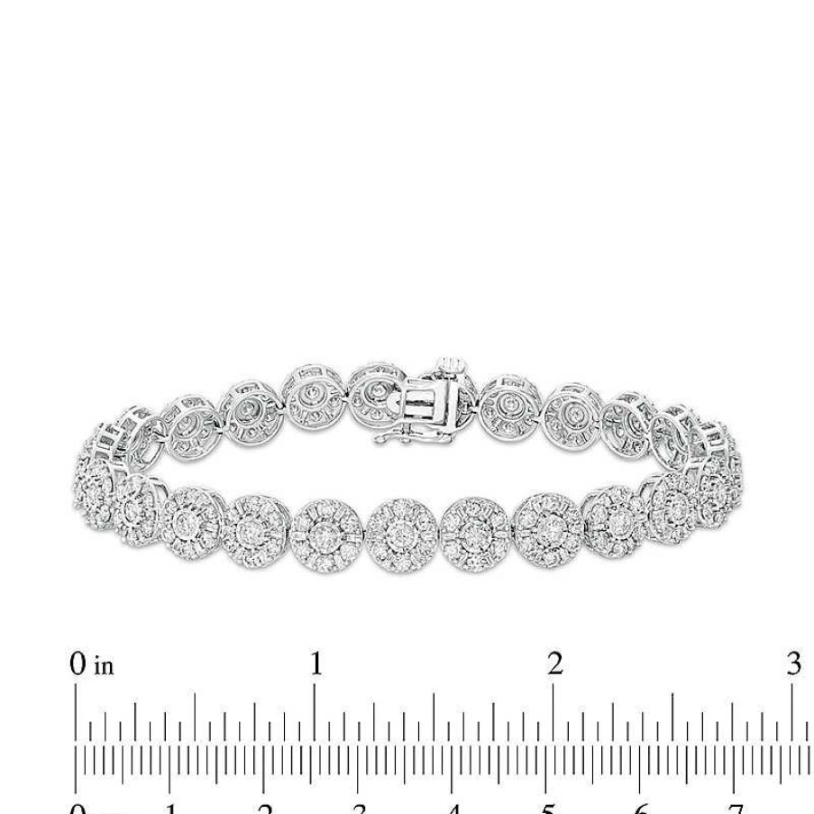 Bracelets Zales | Previously Owned - 7 Ct. T.W. Diamond Tennis Bracelet In 10K White Gold - 7.5"