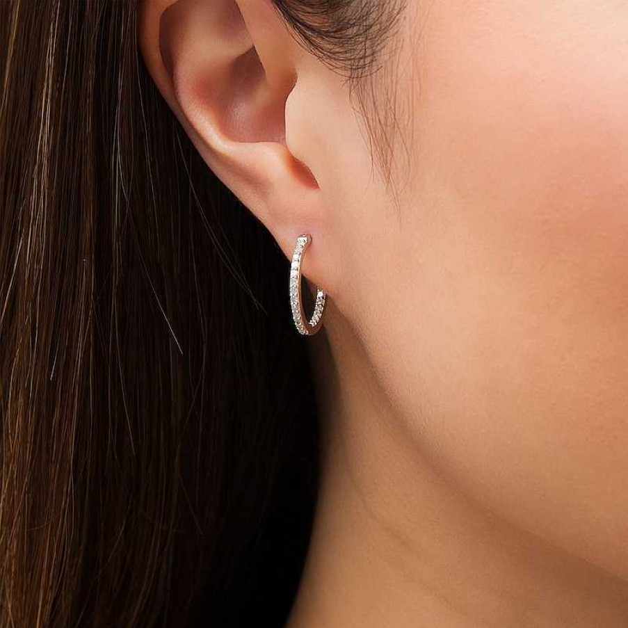 Earrings Zales | 1/2 Ct. T.W. Diamond Inside-Out Hoop Earrings In Sterling Silver