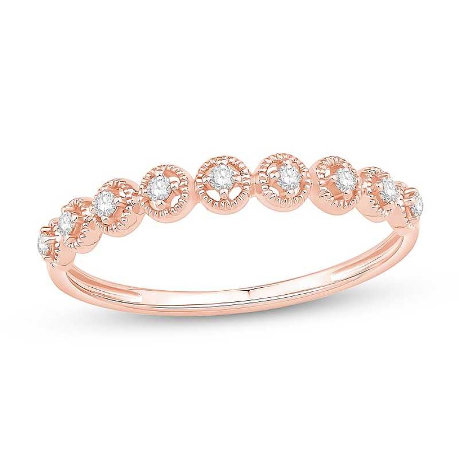 Rings Zales | 1/15 Ct. T.W. Diamond Bubbles Vintage-Style Stack Band In 10K Rose Gold