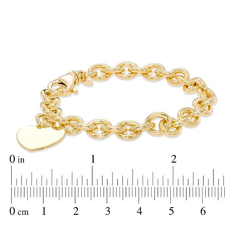 Bracelets Zales | 7.6Mm Chunky Link Chain Bracelet With Heart Charm In Sterling Silver And 14K Gold Plate - 7.5"