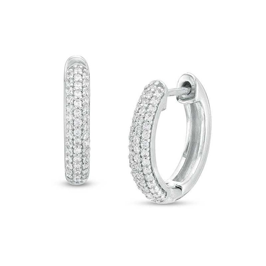 Earrings Zales | 1/4 Ct. T.W. Diamond Multi-Row Hoop Earrings In Sterling Silver