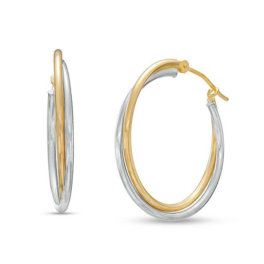 Earrings Zales | 25.0Mm Intertwined Tube Hoop Earrings In 14K Gold