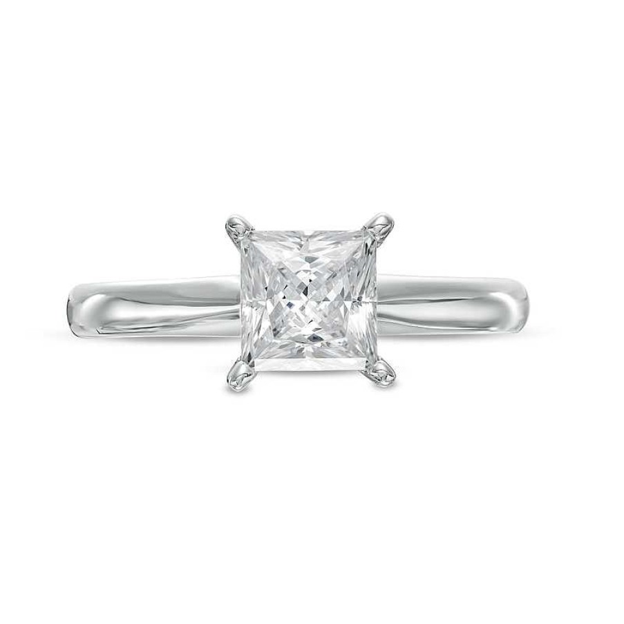 Rings Zales | 1 Ct. Certified Princess-Cut Lab-Created Diamond Solitaire Engagement Ring In 14K White Gold (F/Vs2)