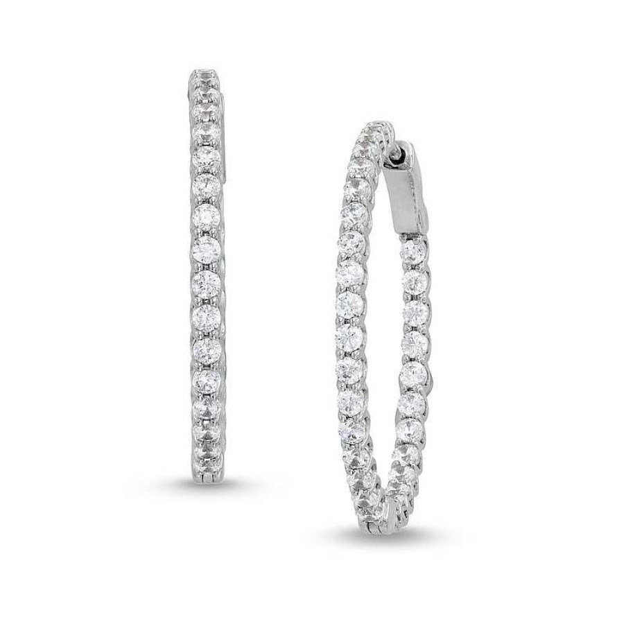 Earrings Zales | 2 Ct. T.W. Diamond Inside-Out Hoop Earrings In 10K White Gold