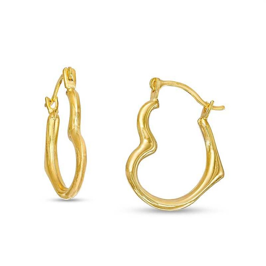 Earrings Zales | Tilted Heart Hoop Earrings In 14K Gold