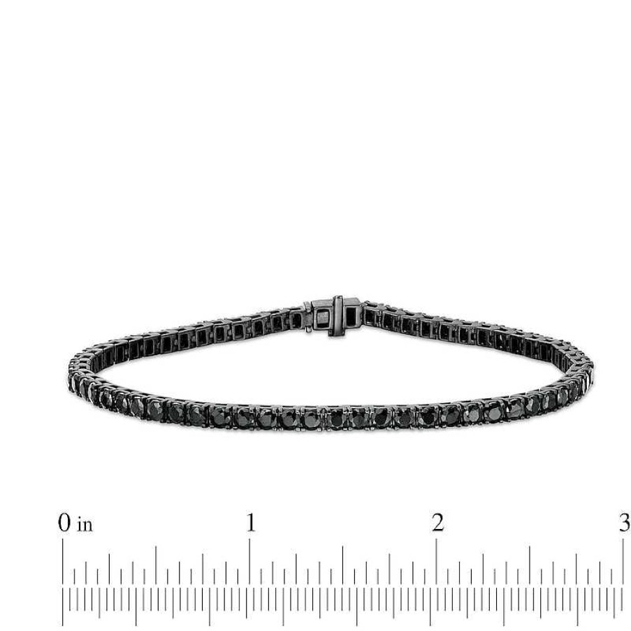 Bracelets Zales | Vera Wang Men 3.0Mm Black Spinel Tennis Bracelet In Sterling Silver With Black Ruthenium