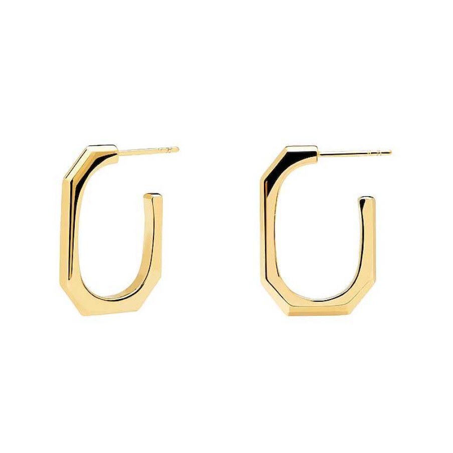 Earrings Zales | Pdpaola™ At Zales Octagonal-Shaped Open Hoop Earrings In Brass With 18K Gold Plate