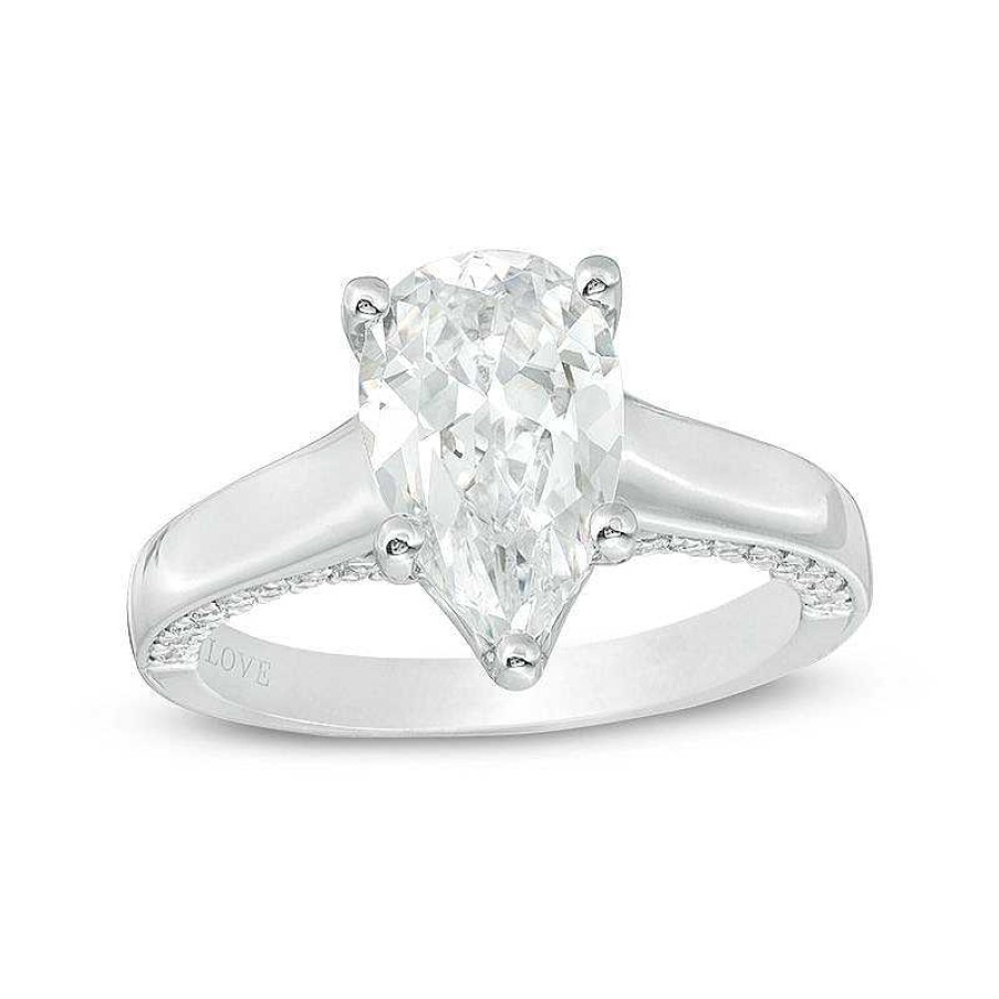 Rings Zales | Vera Wang Love Collection 2-1/3 Ct. T.W. Certified Pear-Shaped Diamond Engagement Ring In 14K White Gold (I/Si2)