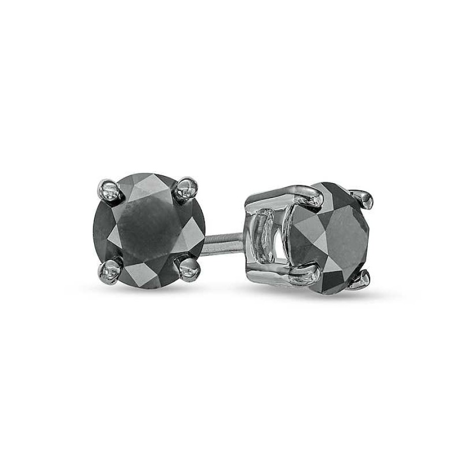 Earrings Zales | 1 Ct. T.W. Black Diamond Solitaire Stud Earrings In 10K White Gold