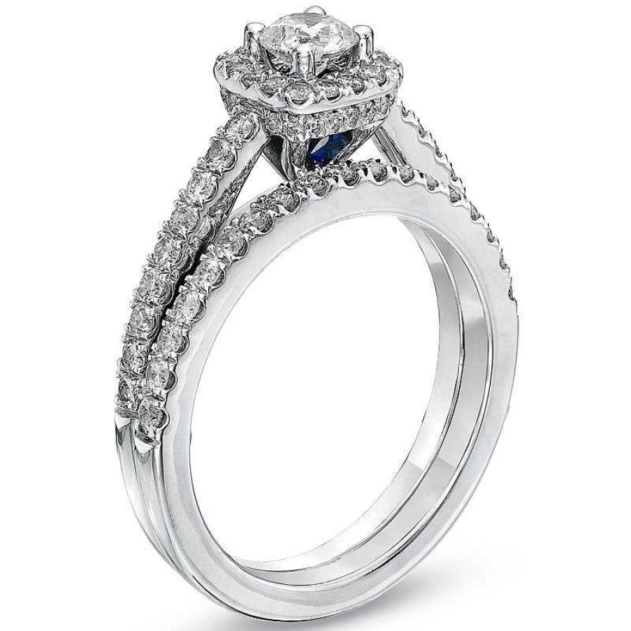 Rings Zales | Vera Wang Love Collection 1 Ct. T.W. Diamond Frame Bridal Set In 14K White Gold