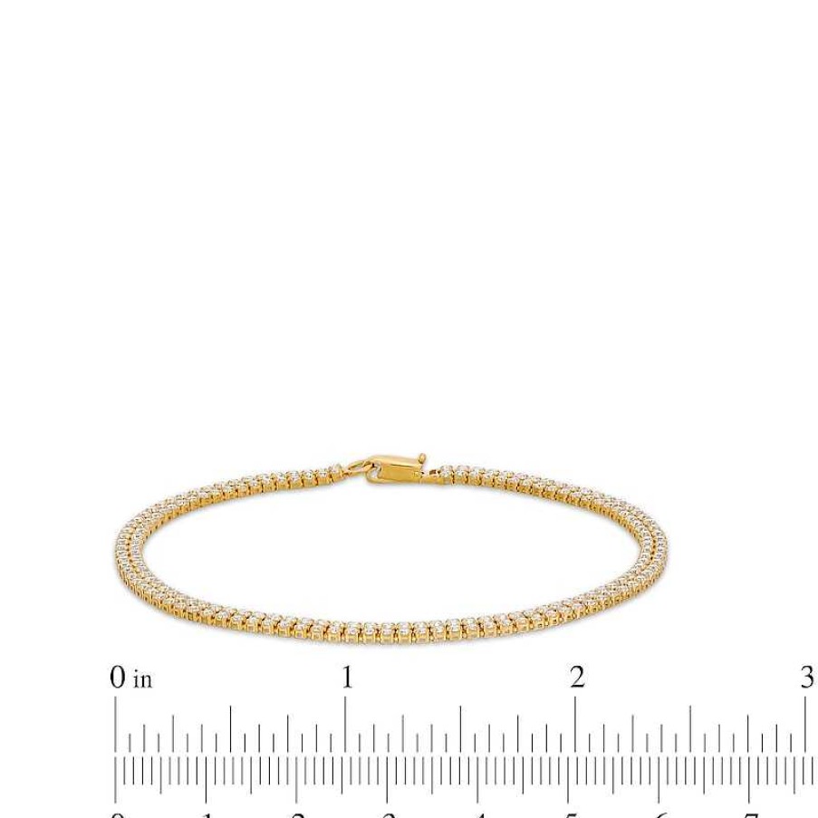 Bracelets Zales | 2 Ct. T.W. Certified Lab-Created Diamond Double Row Tennis Bracelet In 14K Gold (F/Si2)