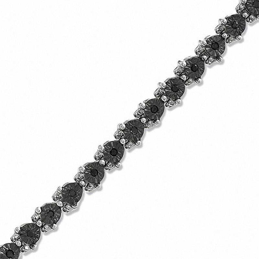 Bracelets Zales | 1/4 Ct. T.W. Black Diamond Tennis Bracelet In Sterling Silver