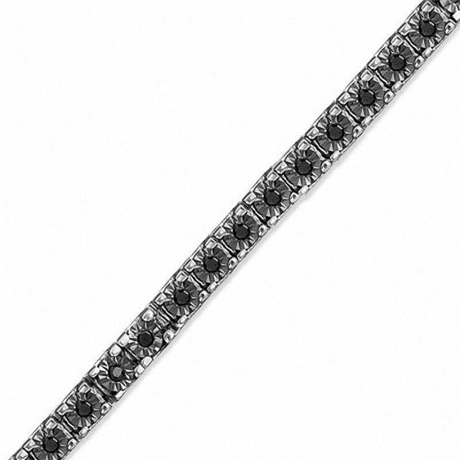 Bracelets Zales | 1/2 Ct. T.W. Black Diamond Tennis Bracelet In Sterling Silver