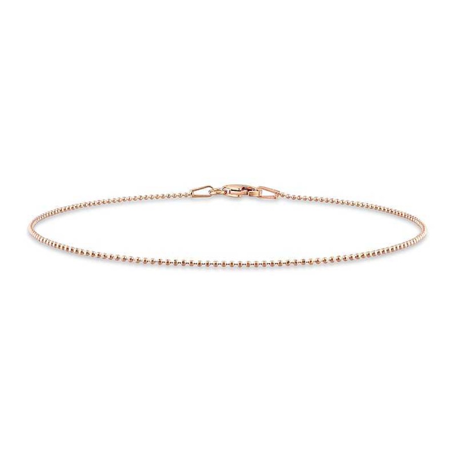 Bracelets Zales | 1.0Mm Ball Chain Anklet In Sterling Silver With Rose-Tone Flash Plate - 9"