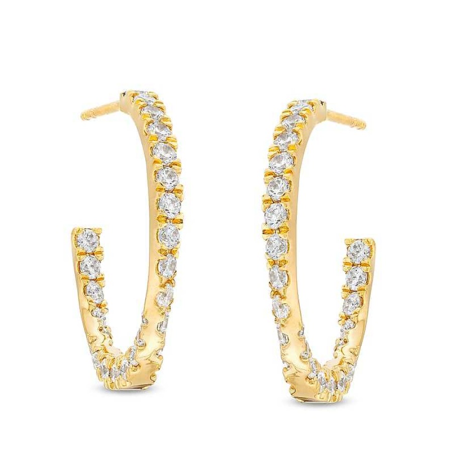 Earrings Zales | 1-1/2 Ct. T.W. Certified Lab-Created Diamond Curved Open Hoop Earrings In 14K Gold (F/Si2)