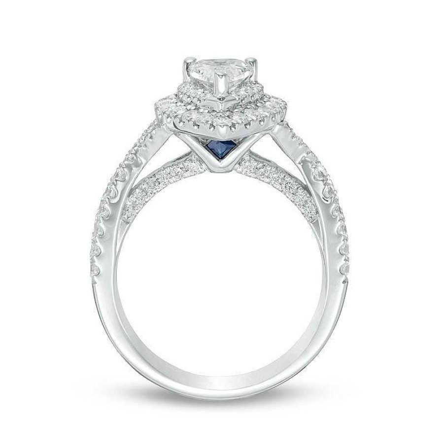 Rings Zales | Vera Wang Love Collection 1-5/8 Ct. T.W. Pear-Shaped Diamond Double Frame Twist Engagement Ring In 14K White Gold