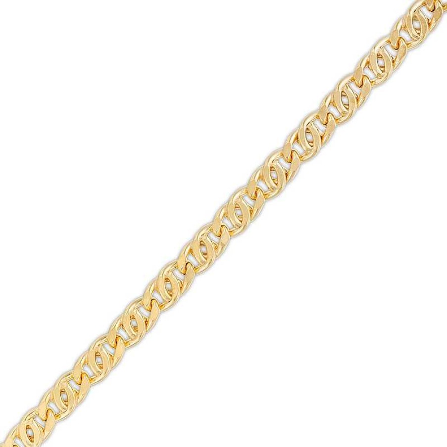 Bracelets Zales | Men'S 5.0Mm Hollow Curb Chain Anklet In 10K Gold - 9.5"